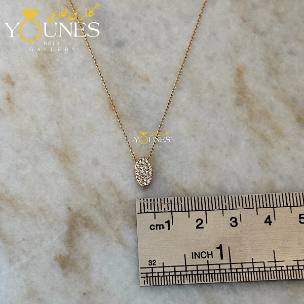 گردنبند طلا بیضی نگین دار